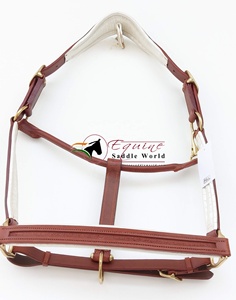 Licol de luxe en cuir blanc de qualité supérieure avec rembourrage pour le nez et les joues, personnalisable avec canal vide - Product Image 2