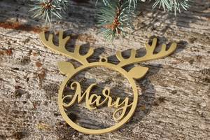 Ornement de cerf en bois personnalisé, objets décoratifs de Noël, décoration murale rustique, design circulaire d'animal - Product Image 2