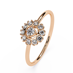 Anillo de oro macizo de 14k con diamante de corte redondo de diseño minimalista para mujer, con forma de flor, para regalo, compromiso, aniversario, boda - Product Image 5