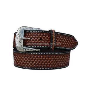 Ceinture en cuir pleine fleur faite à la main, marron, tissage artisanal, boucle solide antique, style western, ceinture rétro à outils manuels - Product Image 6