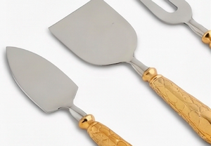 Stainless Steel <b>Cheese</b> And Butter <b>Knives</b> <b>Set</b> With Brass Handle Dishwasher Safe Perfect For Elegant Tabletop Use And Dining Use - Product Image 2