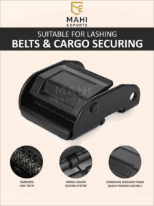 Boucle à came robuste de 50 mm, 1200 kg (2646 lb), en acier doux et alliage de zinc, revêtement noir, pour sangle de fixation - Product Image 2