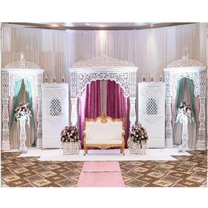 Escenario de Boda de Lujo Estilo Bollywood, Personalizable, de Fibra Blanca Tallada, Elegante Escenario Abierto Jodha Akbar, EE. UU. - Product Image 1