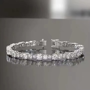 Moissanite Tennis <b>Bracelet</b> Unisex Round Diamond Style Wedding Gold Plated 14k with IGI Certification Shining Star Jewels - Product Image 1