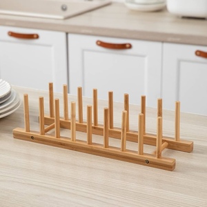 Étagère à assiettes en bois, support de rangement de cuisine au design minimaliste, support à assiettes en bois à un seul niveau - Product Image 4
