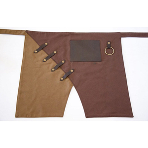 Tablier de barman en toile style vintage, logo personnalisé, bretelles en cuir réglables, uniforme de travail, toile robuste pour brasserie, cave à vin, bar - Product Image 1