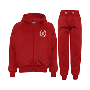 Boys Red Hooded Zipper Sweatshirt Full Sleeve Solid Color Casual Autumn Wear 100% Cotton Side Pockets Regular Fit - Product Image 6