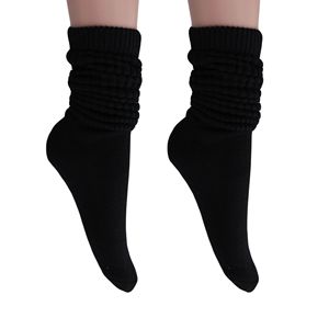 Women's Extra Long Slouch Scrunch Knee High Socks Cotton Blend Pack of 2 <b>80s</b> Style 28 Colors Fits Shoe Sizes 5-10 - Product Image 1