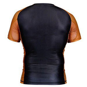 เสื้อรัดรูปแขนสั้นสำหรับผู้ชาย สีดำ-ส้ม แห้งเร็ว ระบายอากาศได้ดี เป็นมิตรกับสิ่งแวดล้อม ผลิตจากโพลีเอสเตอร์/ไนลอน - Product Image 4
