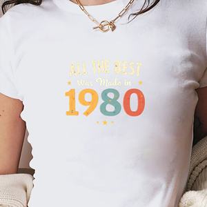 เสื้อยืดแฟชั่นผู้หญิงวินเทจ1980สั้น - Product Image 1