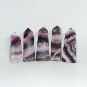 Chakralume Obélisque en Cristal d'Améthyste Naturelle et Agate Dentelle Rayée, Poli à la Main, Fait Main, Pierre de Guérison de Luxe pour la Méditation - Product Image 2