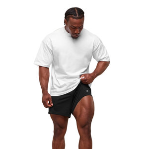 Pantalones Cortos Deportivos de Malla Transpirable para Hombre, 5 Pulgadas, para Gimnasio, Entrenamiento, Color Negro Sólido - Product Image 4