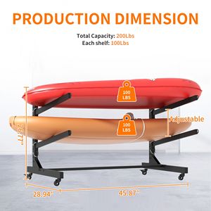 Support de rangement autoportant robuste pour kayaks, réglable avec roues verrouillables pour 2 kayaks, SUP et SUP gonflables - Product Image 6