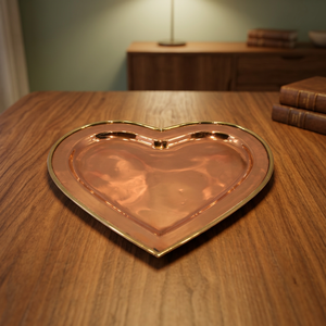 Plateau de service en cuivre fait main de haute qualité, forme cœur, taille et design personnalisés, cuivre pur et assiettes décoratives. - Product Image 2