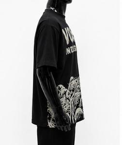 Camiseta Negra de Manga Corta para Hombre, Estampado de Calavera, Cuello Redondo, Corte Holgado, Impresión Digital, 100% Poliéster, Todas las Temporadas - Product Image 3