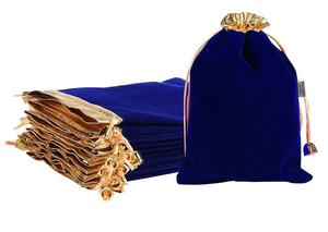 Nouvel arrivage de pochettes en velours bleu fil doré travail belle faveur de mariage sacs-cadeaux pour femmes fermeture éclair étanchéité thé retour cadeau - Product Image 2