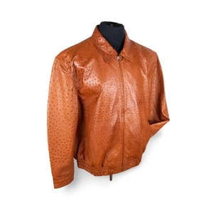 Veste en cuir d'autruche gaufré de luxe pour homme, style motard classique, en cuir véritable, service OEM ODM, échantillon disponible en gros - Product Image 1