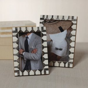 Elegant Bone <b>Photo</b> <b>Frame</b> with Customizable Bone Inlay Design Adjustable Customizable Size Tabletop Display - Product Image 1