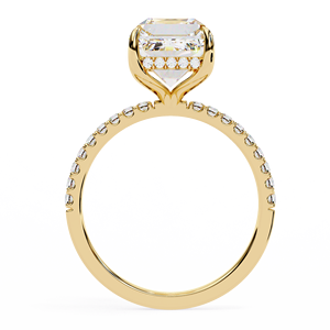 แหวนเพชรทรงเอเมอรัลด์ 2.5 กะรัต เพชรเลี้ยงในห้องปฏิบัติการ ทองคำแท้ 14K แหวนแบบคลาสสิกประดับเพชรรอบวง สำหรับหมั้น แต่งงาน ครบรอบ พร้อมวงแหวนซ่อนแบบฮาโล - Product Image 4