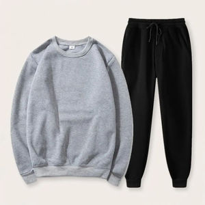 Customized Vintage Casual Spring Solid Women's Crew Neck Sweat Suit Set Full Length 100% Cotton Fleece Breathable Lightweight - Product Image 4