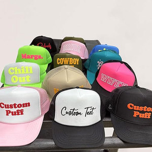 Casquette Trucker en Maille à Impression Gonflée Personnalisée, 6 Panneaux, Réglable, Unisexe, Décontractée, Rose et Blanc, Idéale Printemps-Été - Product Image 2