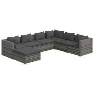 7-Piece Poly Rattan Gray Patio Lounge Set with <b>Comfortable</b> Cushions - Product Image 2