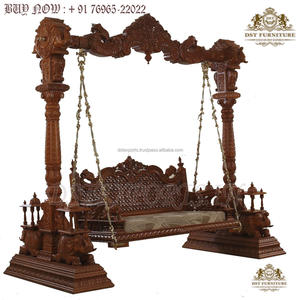 Big Floor Standing Oonjal Jhula for Living Room Peacock Design Teak Wood Hand Carved <b>Swing</b> High Quality Wooden <b>Swing</b> for Home uk - Product Image 5