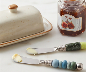 Juego de cuchillos para queso con mango de piedra multicolor y cuentas, 5 piezas, de acero inoxidable, para untar mantequilla, para uso en la cocina - Product Image 4