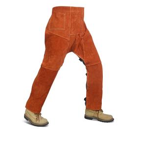 กางเกงหนังสำหรับเชื่อมโลหะแบบเอี๊ยม ทนไฟ ป้องกันขา ปรับเอวได้ ชุดป้องกันความปลอดภัยสำหรับงานเชื่อม - Product Image 4