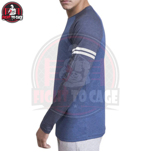 Nouvelle Arrivée 2026 – T-shirts Raglan Homme Entièrement Personnalisables en Mélange de Coton à Manches Longues, Contraste Bleu et Anthracite, Style Décontracté - Product Image 3