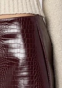 Jupe en cuir véritable taille haute pour femme, personnalisable, décontractée, respirante, coupe trapèze, antibactérienne - Product Image 3