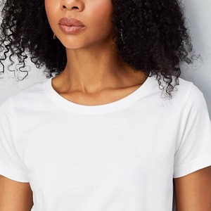 Camiseta de Verano para Mujer, 100% Algodón Ecológico, Casual, de Alta Calidad, Manga Corta, Personalizable (OEM), Transpirable y de Secado Rápido, Superventas - Product Image 2