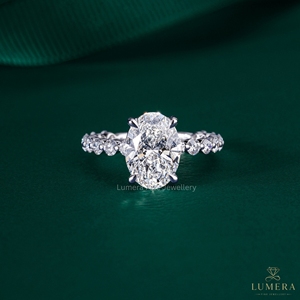 Oval and Round Cut <b>Diamond</b> <b>Ring</b> Available In 9k 10k 14k 18k Gold Luxury Fine Jewelry For Engagement Wedding Or Special Gift - Product Image 1