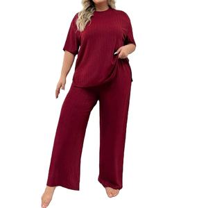 Conjunto de moda de verano para mujer Nueva camiseta suelta de manga corta de dibujos animados con pantalones de pierna ancha Conjunto de ropa informal de dos piezas para niñas de BD - Product Image 4