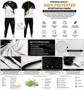 Conjunto Deportivo Personalizado de Camiseta y Pantalones Deportivos de Poliéster Sublimado para Hombre, Ropa Deportiva para Entrenamiento, Gimnasio, Running, Casual, OEM, ODM - Product Image 6