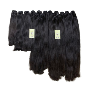 Extensiones de trama de onda de paquete negro Natural de cabello humano vietnamita crudo de trama de máquina de doble estiramiento alineado con cutículas completas - Product Image 1