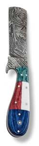 Couteau à viande artisanal en acier Damas torsadé, manche multicolore - Product Image 5