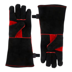 Wholesale Customized OEM Logo Black Cowhide Split Leather CE Certified Anti-Vibration <b>Fire</b> Resistant Welding Safety Gloves - Product Image 2