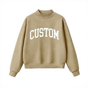 Women's New Arrival Winter/Autumn Casual Daily Wear Pullover Oversized Mock Neck Sweatshirt Fully Customized Eco-Friendly <b>Fleece</b> - Product Image 1
