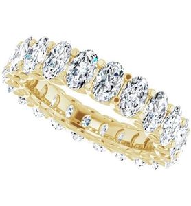 Anillo de Boda de Eternidad Completa con Moissanita de Corte Ovalado, Plata de Ley 925 Chapada en Oro, Anillo Apilable para Aniversario de Bodas para Mujer - Product Image 1