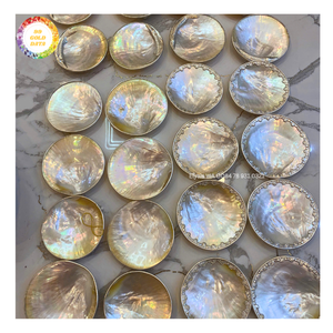 Pendentif disque en coquillage poli, breloque en nacre naturelle, perles dorées, pour boucles d'oreilles et colliers DIY, fourniture en gros de bijoux - Product Image 1
