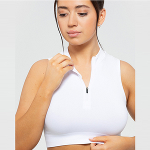 Venta de Fábrica 2026: Tops Deportivos para Mujer, Corte Ajustado, Media Cremallera, Sin Mangas, 160 GSM, 100% Algodón, Secado Rápido, Transpirable, Cuello Redondo - Product Image 6
