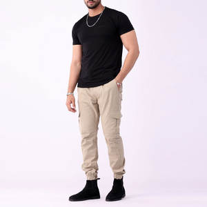 Nouveau pantalon cargo décontracté en toile multi-poches pour homme, taille élastique personnalisée, grande taille, 100 % coton, avec décoration en cristal, collection Hiver 2026 - Product Image 2