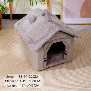 Cama Cueva para Gatos y Perros, Cálida para Invierno, Portátil, para Interiores, con Asa, Cojín Extraíble y Lavable, Nido Suave de Felpa para Cachorros - Product Image 6