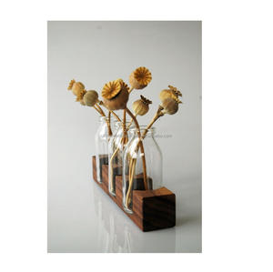 Vase à fleurs 100% en bois véritable, 5 pièces, pour comptoir et bureau, décoratif - Product Image 2