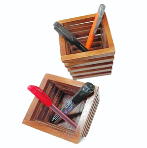 Porte-stylos en bois pour rangement domestique, fournitures scolaires, support multifonctionnel en bois pour stylos, maison et école - Product Image 4