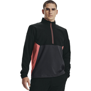 Veste d'hiver performante pour homme, noire et rouge, à demi-zip, en softshell, résistante à l'eau, à manches longues, vêtements de sport - Product Image 1