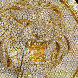 Colgante Medallón Cabeza de León Iced Out con Moissanita, Corte Brillante Redondo, Chapado en Oro, Joyería Unisex para Fiesta - Product Image 5