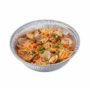 WB 7 8 9 inch ronde aluminium bakblikken, wegwerp aluminium bakjes, op maat gemaakte verpakkingen van aluminiumfolie voedselcontainers met transparante deksels - Product Image 1