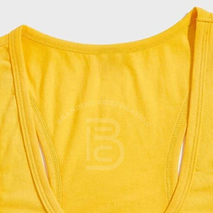 Wholesale <b>Yellow</b> Men's <b>Tank</b> <b>Top</b> O-Neck Solid Color Printed Logo Casual Plus Size Sleeveless Singlet Front Logo Design <b>Tank</b> <b>Tops</b> - Product Image 5